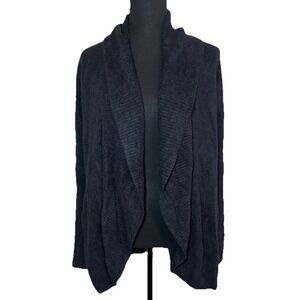 Barefoot‎ Dreams CozyChic Lite Circle Cardigan Black Comfy Pockets SMALL
